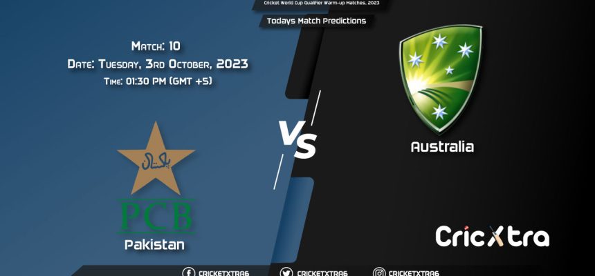 
								
Pakistan vs Australia, Match 10 Prediction
Today Match Details

Series: Cricket World Cup Warm-up Matches, 2023

Date: Tuesday, 3rd October, 2023
Time: 13:30 PKT – 14:00 IST – 08:30 GMT
Venue: Rajiv Gandhi International Stadium, Hyderabad


PAK vs AUS Live Streaming

TV channels: The match will be broadcasted on Youtube Channels.
Live Streaming: The match will be live streaming on Fancode App.

PAK vs AUS Live Score

Live Cricket Score: You can watch the live score of the match here: PAK vs AUS 10th Match Live Score.

Last 5 Matches Played on this Venue

Stadium: Rajiv Gandhi International Stadium, Hyderabad
Average 1st Inning Score: 345
Wins:

Batting 1st: 0
Batting 2nd: 1



Pitch Report




The 10th match of ODI Cricket World Cup Warm-up 2023 is going to be played at Rajiv Gandhi International Stadium, Hyderabad. We had observed in the previous matches played here that the pitch here at this venue is good for batting. The track is slower than the others we have seen and helps the spinners quite a bit. We are hoping that the surface is bound to get slower and be a bit more difficult for batting in this match. A score of 160 is going to be tough to chase.





Pakistan Squad:



Babar Azam (C), Abdullah Shafique, Fakhar Zaman, Iftikhar Ahmed, Imam-ul-Haq, Mohammad Rizwan (WK), Saud Shakeel, Agha Salman, Mohammed Nawaz, Mohammad Wasim, Shadab Khan, Haris Rauf, Hasan Ali, Shaheen Afridi, Usama Mir



Australia Squad:


Pat Cummins (C), David Warner, Steven Smith, Josh Inglis, Alex Carey (WK), Glenn Maxwell, Cameron Green, Mitchell Starc, Matthew Short, Marnus Labschagne, Sean Abbott, Travis Head, Marcus Stoinis, Mitchell Marsh, Adam Zampa, Josh Hazlewood


Pakistan vs Australia Last 5 Matches

PAK: 
AUS: 

Pakistan vs Australia Fantasy Tips
4 Players Team

David Warner (Batter)
Cameron Green (All-Rounder)
Mohammad Rizwan (Wicket Keeper)

Haris Rauf (Bowler)


Who will win Today Pakistan vs Australia
Australia are expected to win this match.
PAK vs AUS 11 Player Team


Wicket Keeper
Mohammad Rizwan


Batters


Babar Azam, David Warner, Steven Smith




All Rounder
Glenn Maxwell, Cameron Green

Bowlers


Shaheen Afridi, Mitchell Starc, Adam Zampa, Haris Rauf




Captain – Vice-Captain
Glenn Maxwell (C), Babar Azam (VC)


								
								
																	
															 – #TodayMatchPredictions